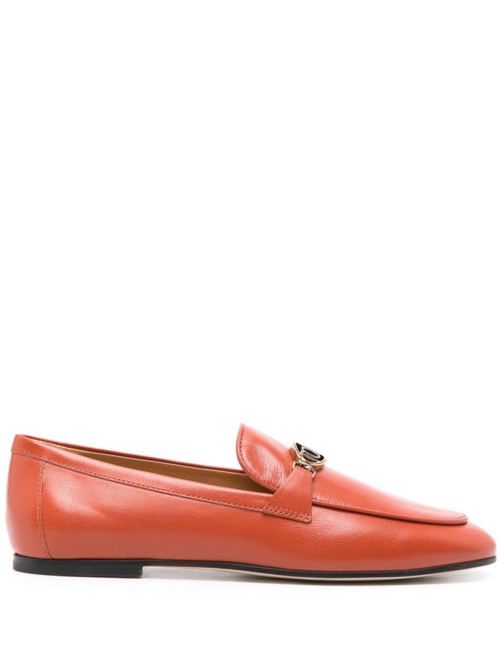 Shop Tod's Leather Loafers In 橘色