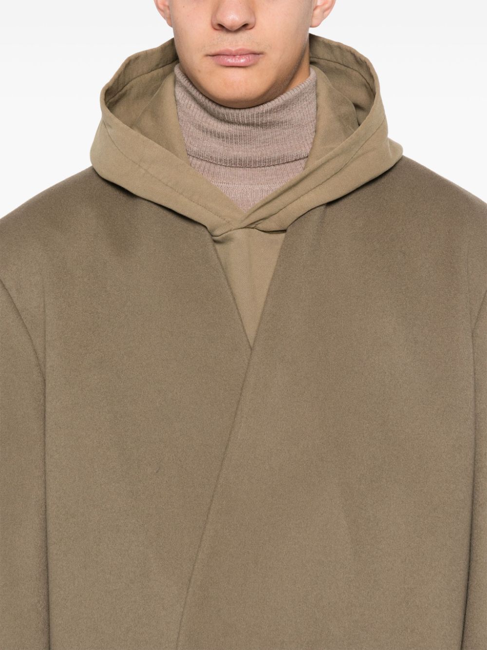 Shop Fear Of God Wool Collarless Coat In Green