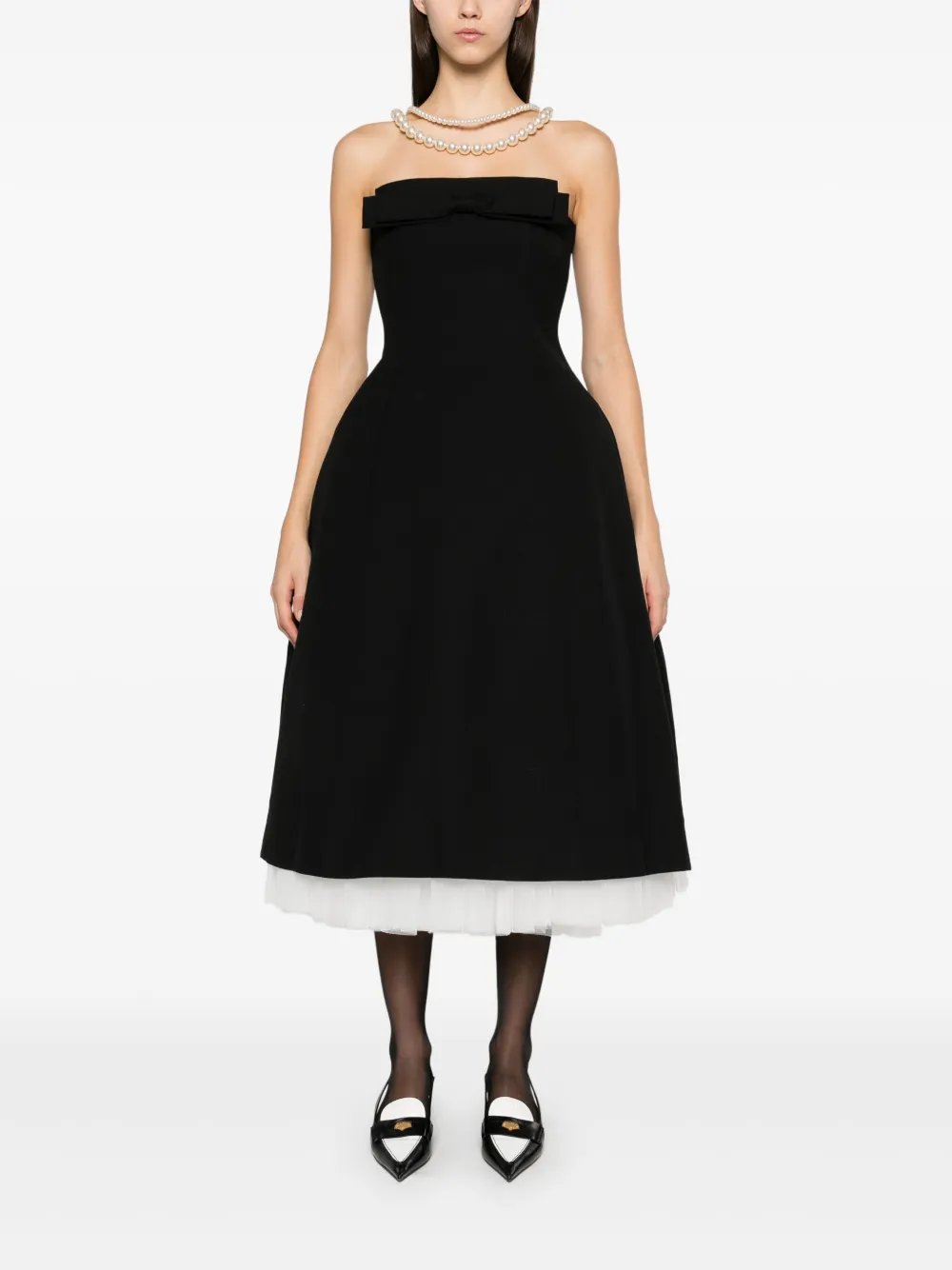 SHUSHU/TONG Bowknot midi-jurk - Zwart