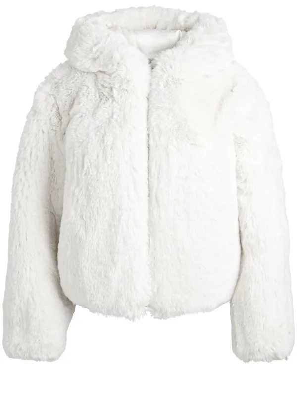 ジャケット・アウター EMBROIDERED FAUX FUR HOODED JACKET WHITE FAUX FUR HOODIE JACKET - Ecru | ZARA United States
