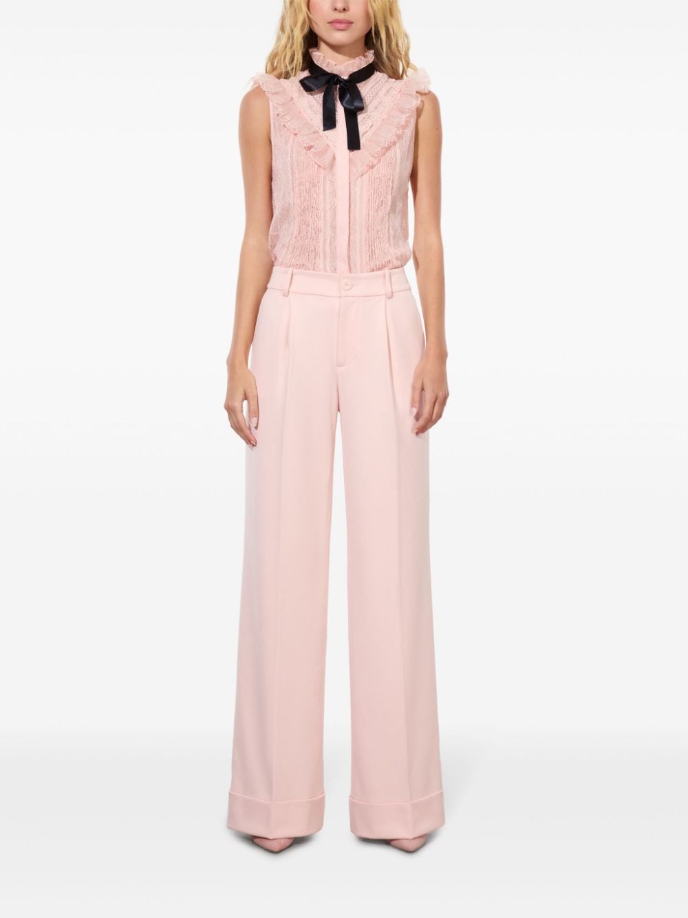 Shop Alice And Olivia Tomasa High-waisted Trousers In Pink