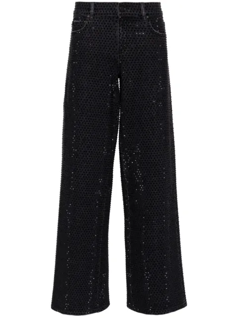 alice + olivia crystal embellishment wide-leg jeans