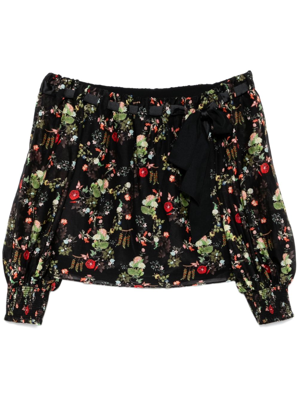 alice + olivia Alta floral off-shoulder top - Black