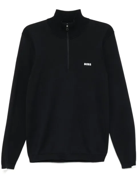 BOSS logo-print high-neck jumper