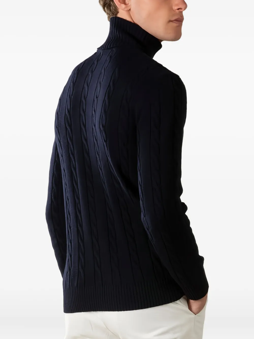 Aurélien Kabelgebreide coltrui Blauw