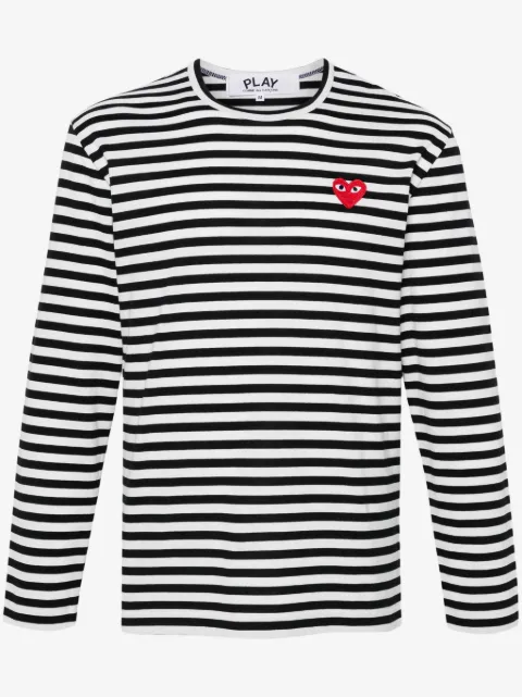 Comme Des Garçons Play playera con parche de corazón y motivo de rayas