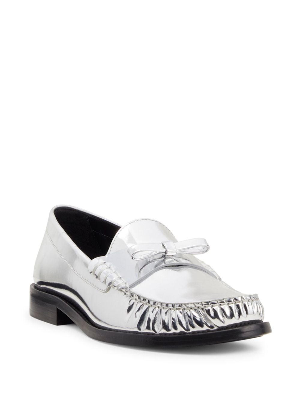 Shop Stuart Weitzman Lottie Bow Loafers In Silver