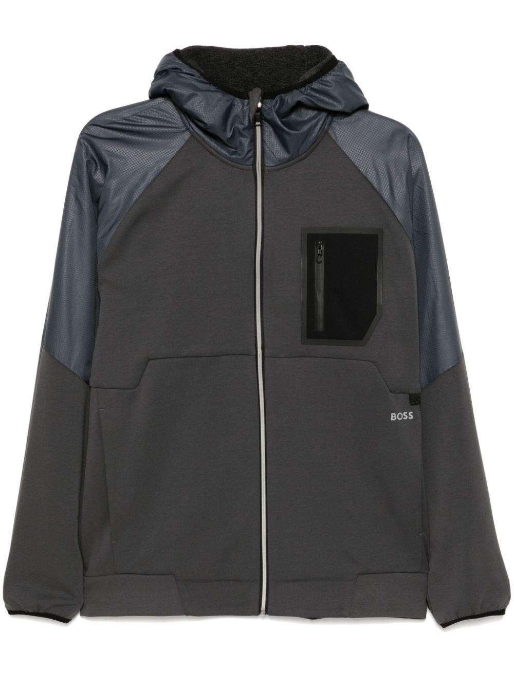 BOSS contrasting-fabric sport jacket - Grey