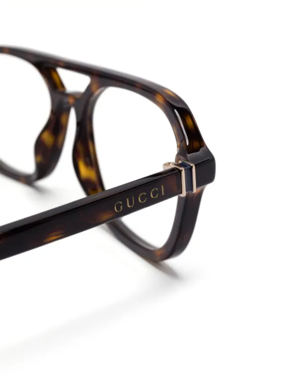 Gucci Eyewear pilot-frame Glasses | Brown | FARFETCH display picture 1