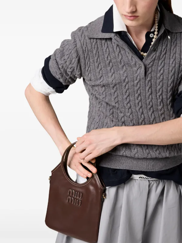 【関税込み】 IVYレザーバッグ Miu Miu Ivy Leather Handbag | Brown | FARFETCH
