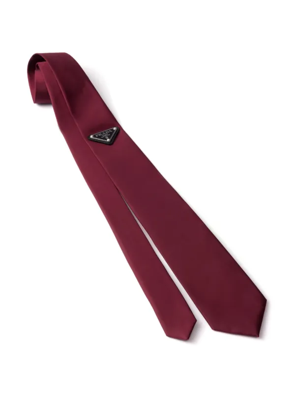 Prada Triangle Logo Tie Red FARFETCH FI - Main Image
