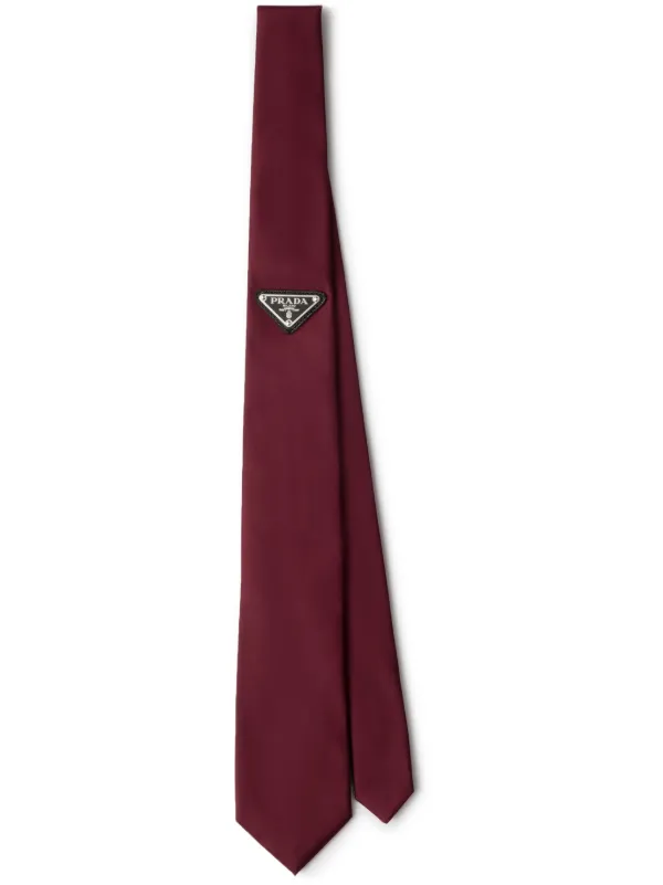 Prada Triangle Logo Tie Red FARFETCH RO