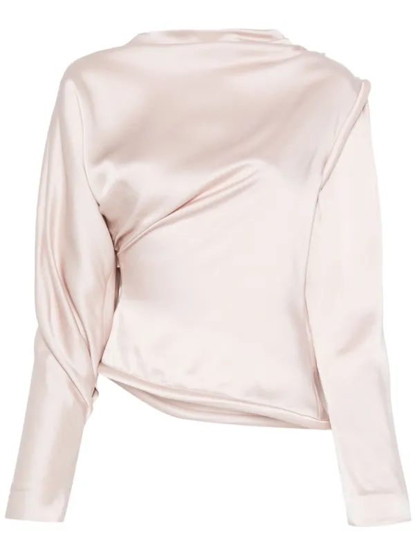 Victoria Beckham Crepe Satin Blouse in Pink