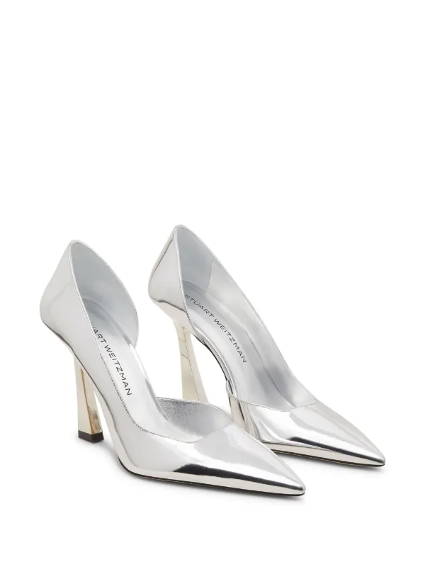 Stuart Weitzman 100mm Vinnie D Orsay Pumps Silver FARFETCH UK