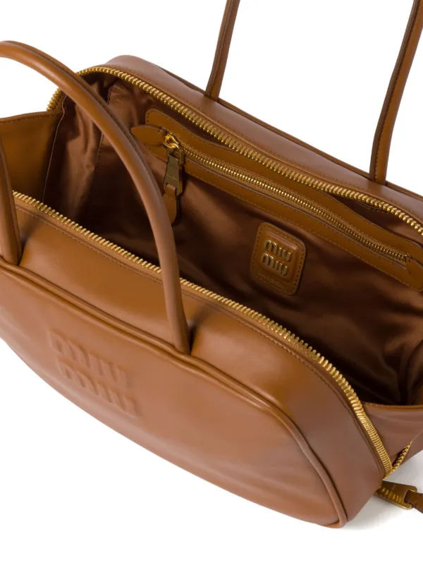 Miu Miu Beau Leather Tote Bag | Brown | FARFETCH