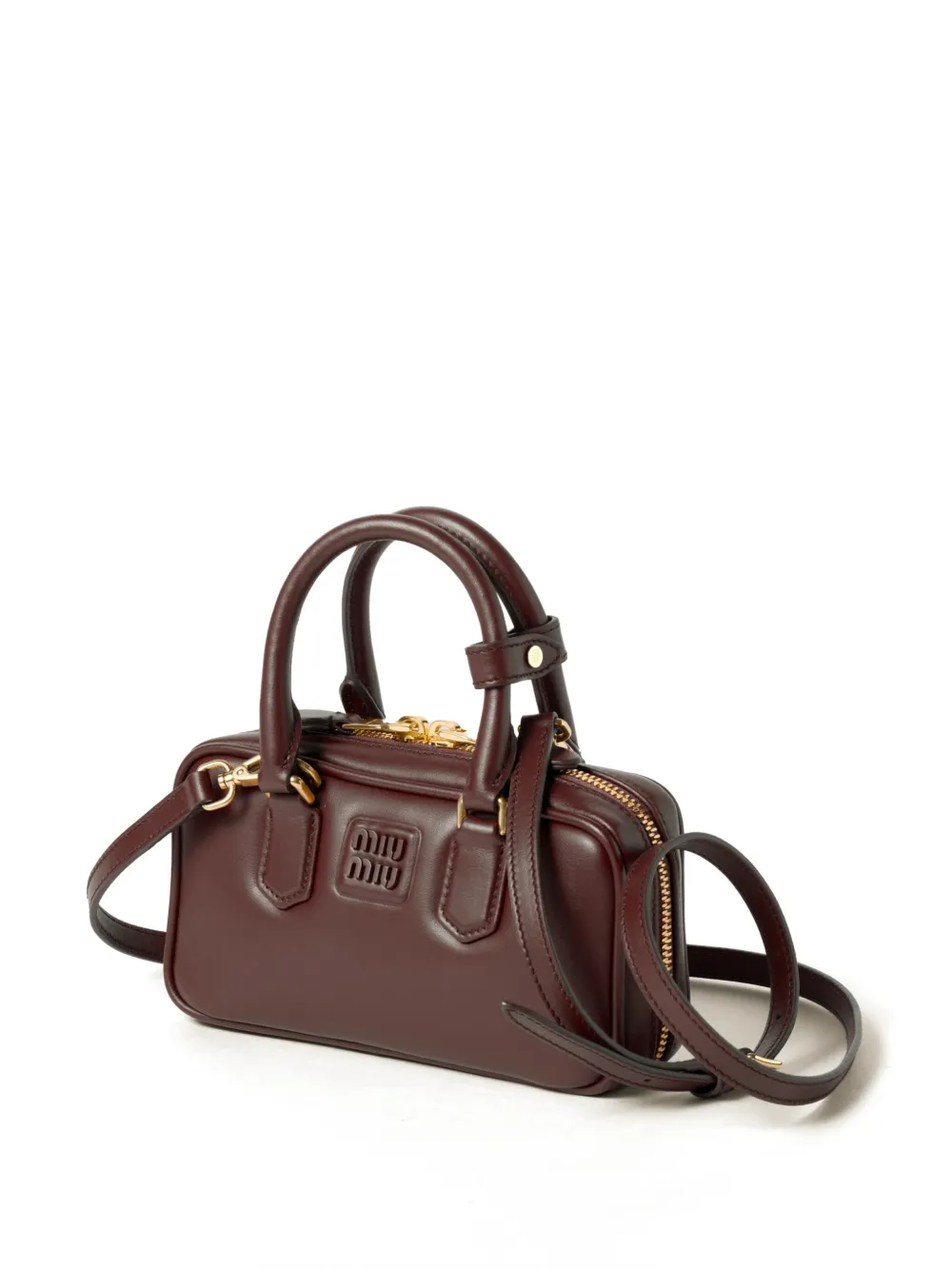 Miu Miu Arcadie Leather Tote Bag In Brown