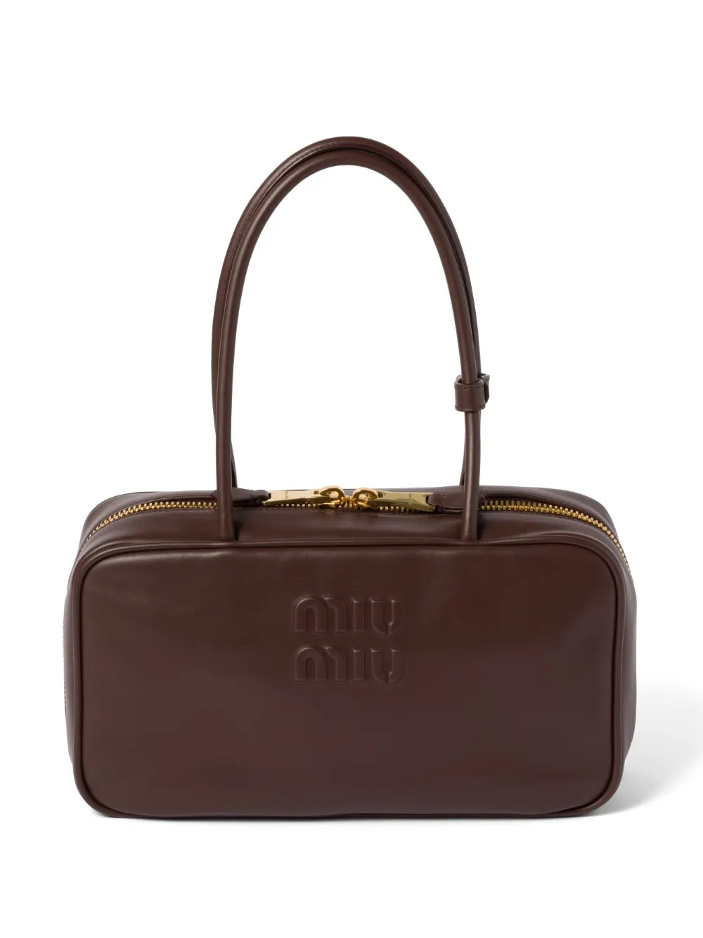 Miu Beau leren shopper Bruin