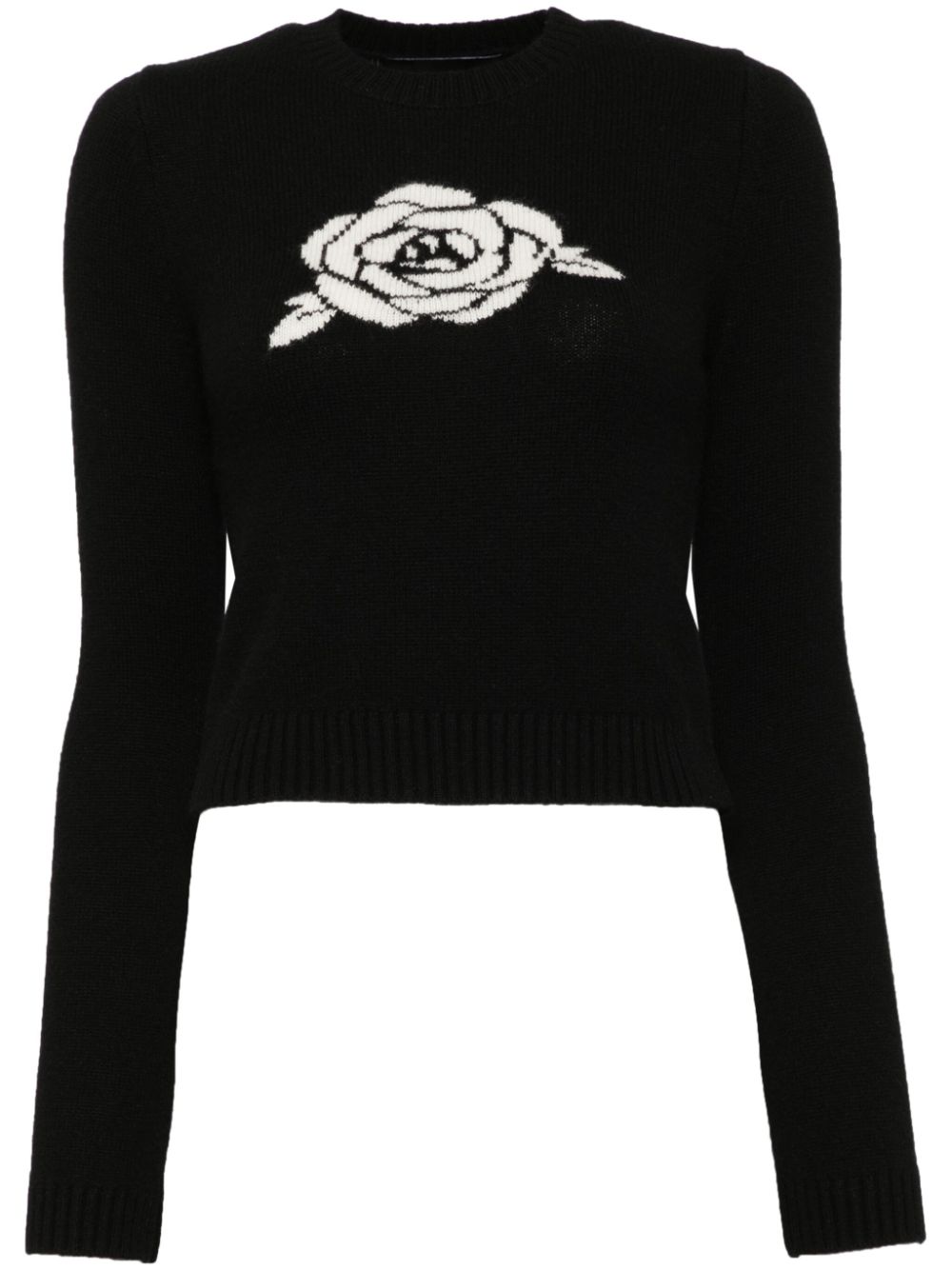 rose-intarsia jumper