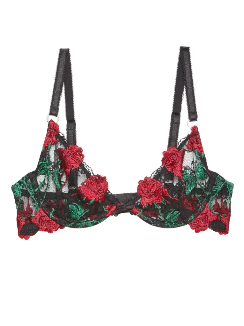 Fleur Du Mal Vampire Rose embroidered demi bra