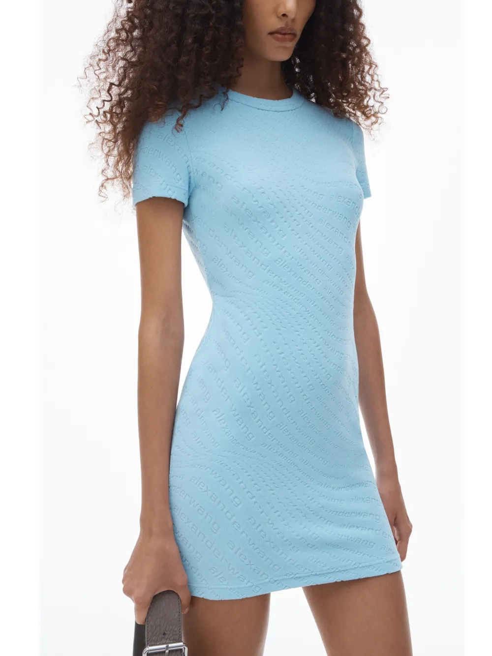 Alexander Wang Mini-jurk met ronde hals en korte mouwen Blauw