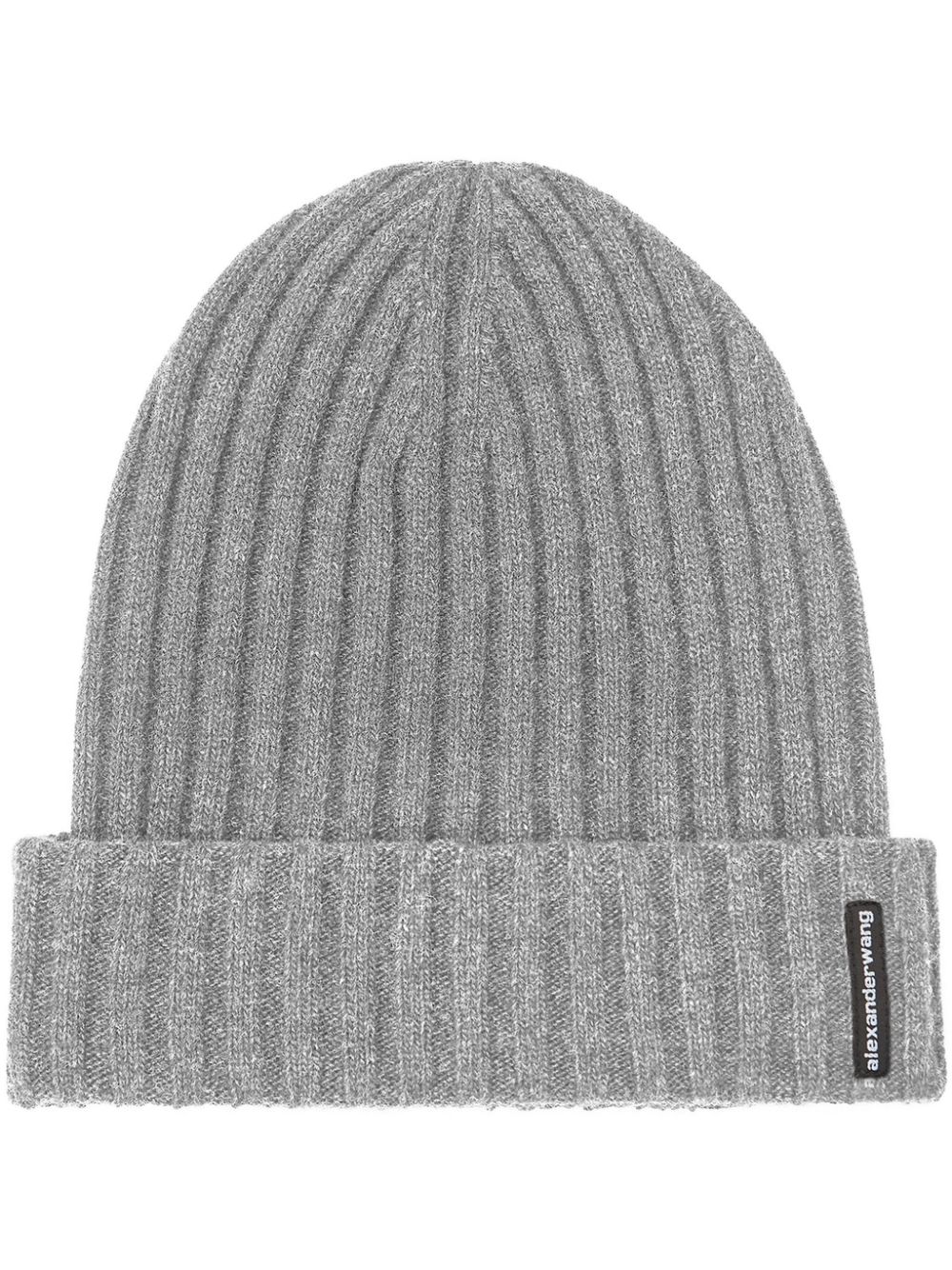 Alexander Wang logo-patch ribbed beanie hat - Grey