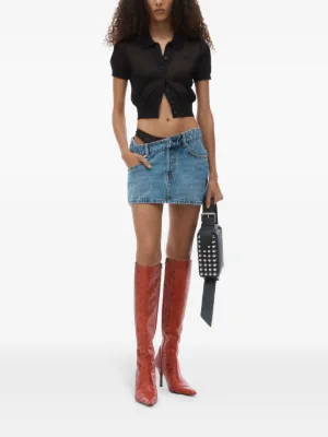 関税込★VIP価格【Alexander Wang】リアスリット デニムスカート Alexander Wang ローライズ デニムスカート | ブルー | FARFETCH JP