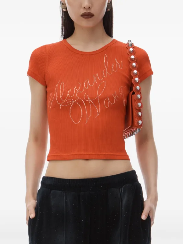 Alexander Wang logo-studded T-shirt | Orange | FARFETCH