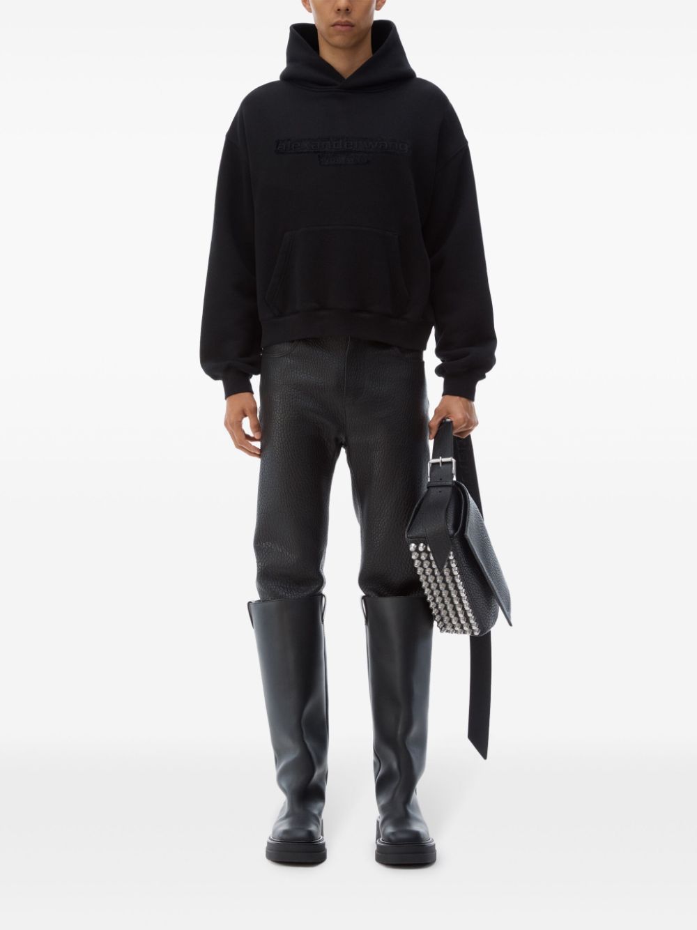 Alexander Wang Hoodie met gerafeld logo - Zwart