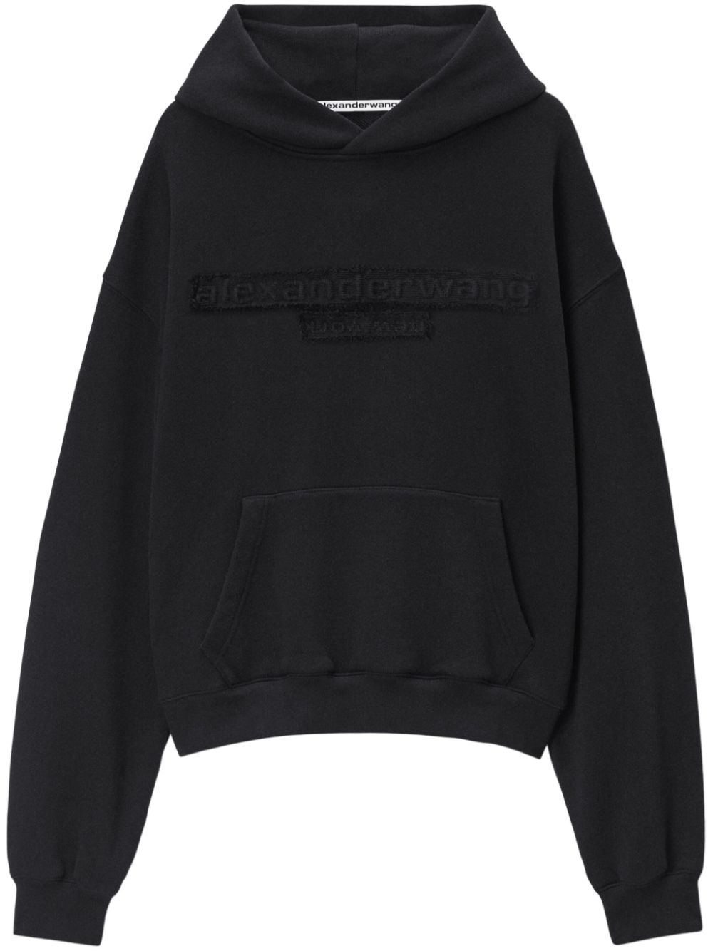 Alexander Wang Distressed-logo Hoodie In Black