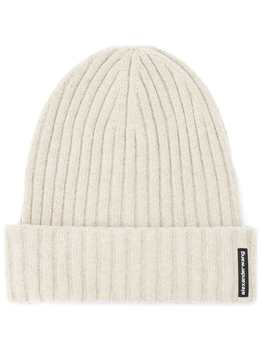 Alexander Wang logo-patch ribbed beanie hat - White