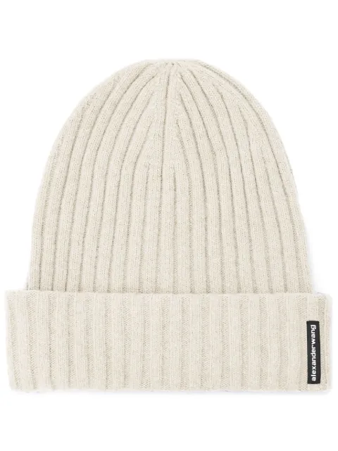 Alexander Wang logo-tag ribbed beanie hat