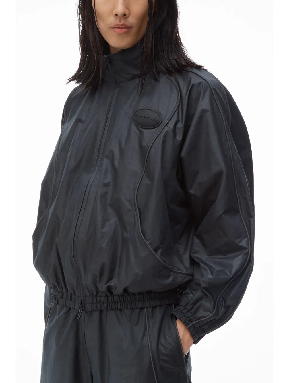 Alexander Wang Piped-trim Track Jacket In Black