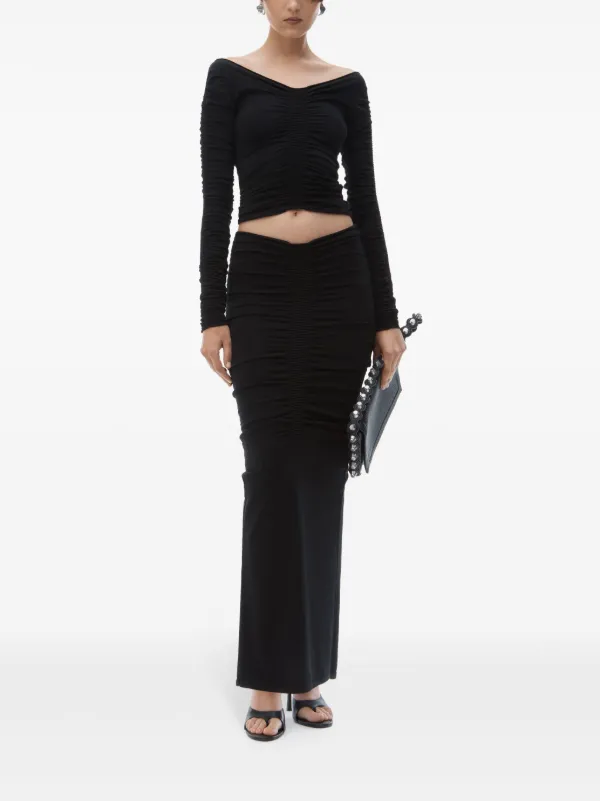 Alexander Wang Ruched Maxi Skirt | Black | FARFETCH