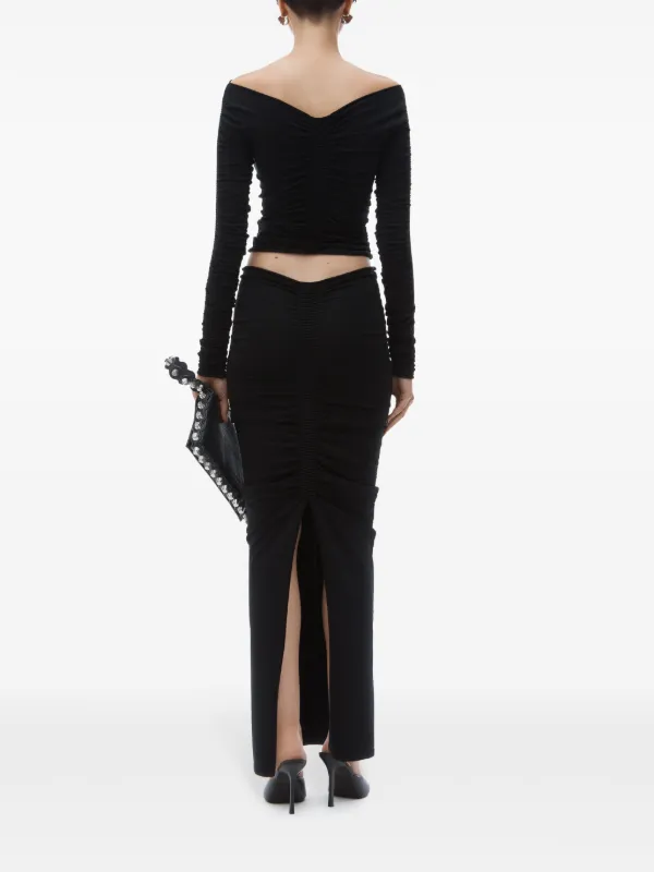 Alexander Wang Ruched Maxi Skirt | Black | FARFETCH