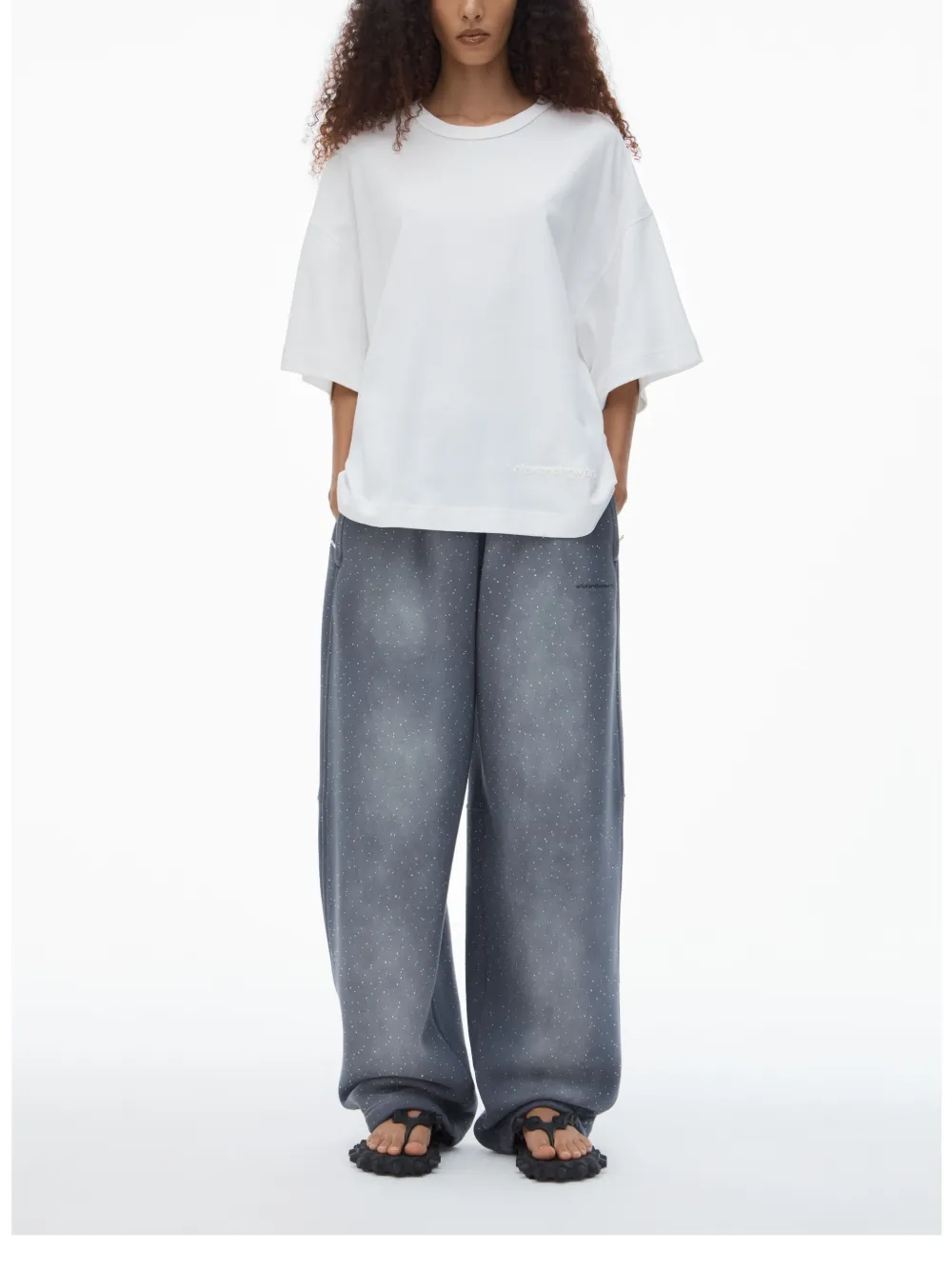 Alexander Wang Crystal-embellished Track Pants In Grey