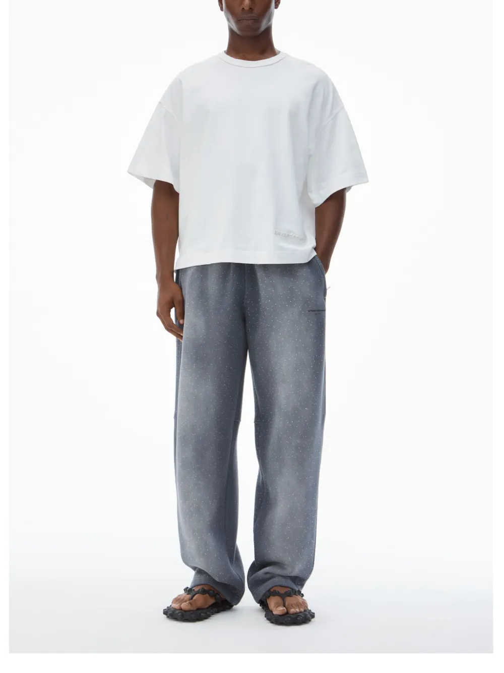 Alexander Wang Crystal-embellished Track Pants In Grey