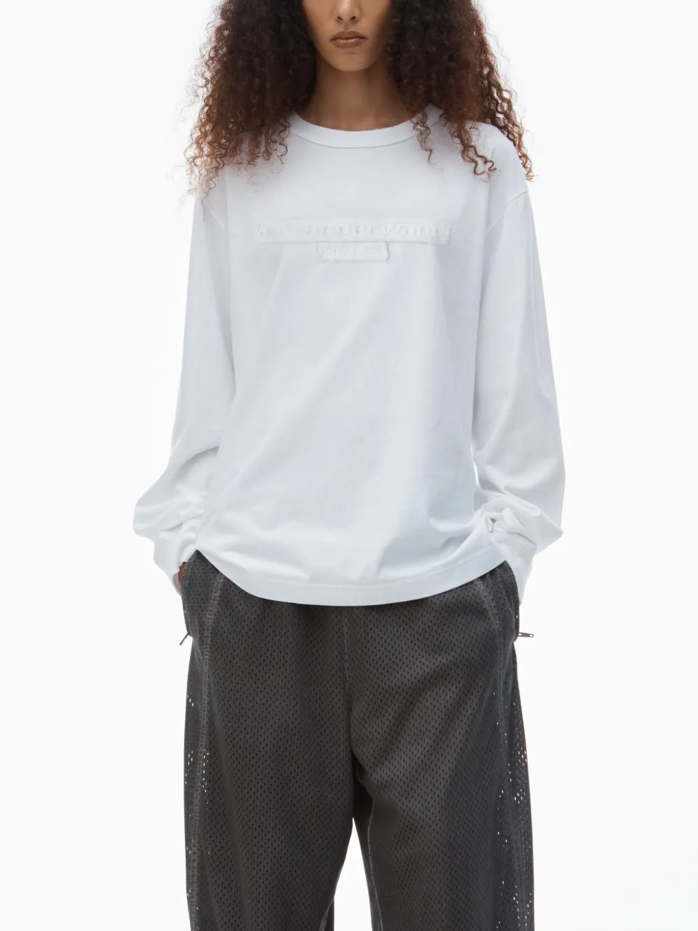 Alexander Wang Katoenen T-shirt met gerafeld logo Wit