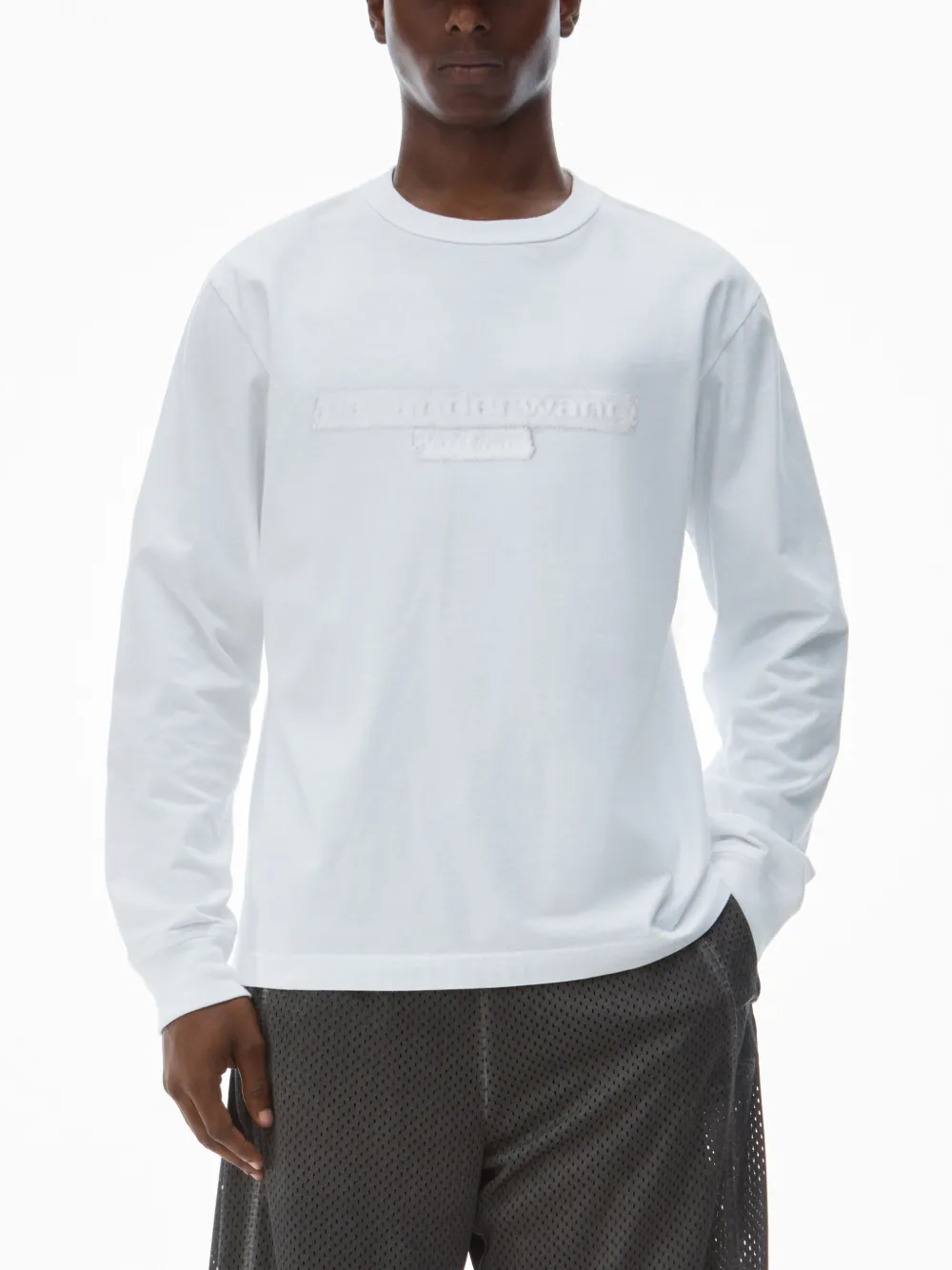Alexander Wang Katoenen T-shirt met gerafeld logo Wit