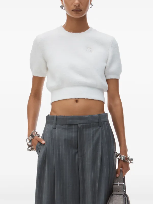 Tシャツ・カットソー Alexander Wang Cropped crew neck t-shirt (1KC3251030 011) Alexander Wang Cropped crew neck t-shirt (1KC3251030 011