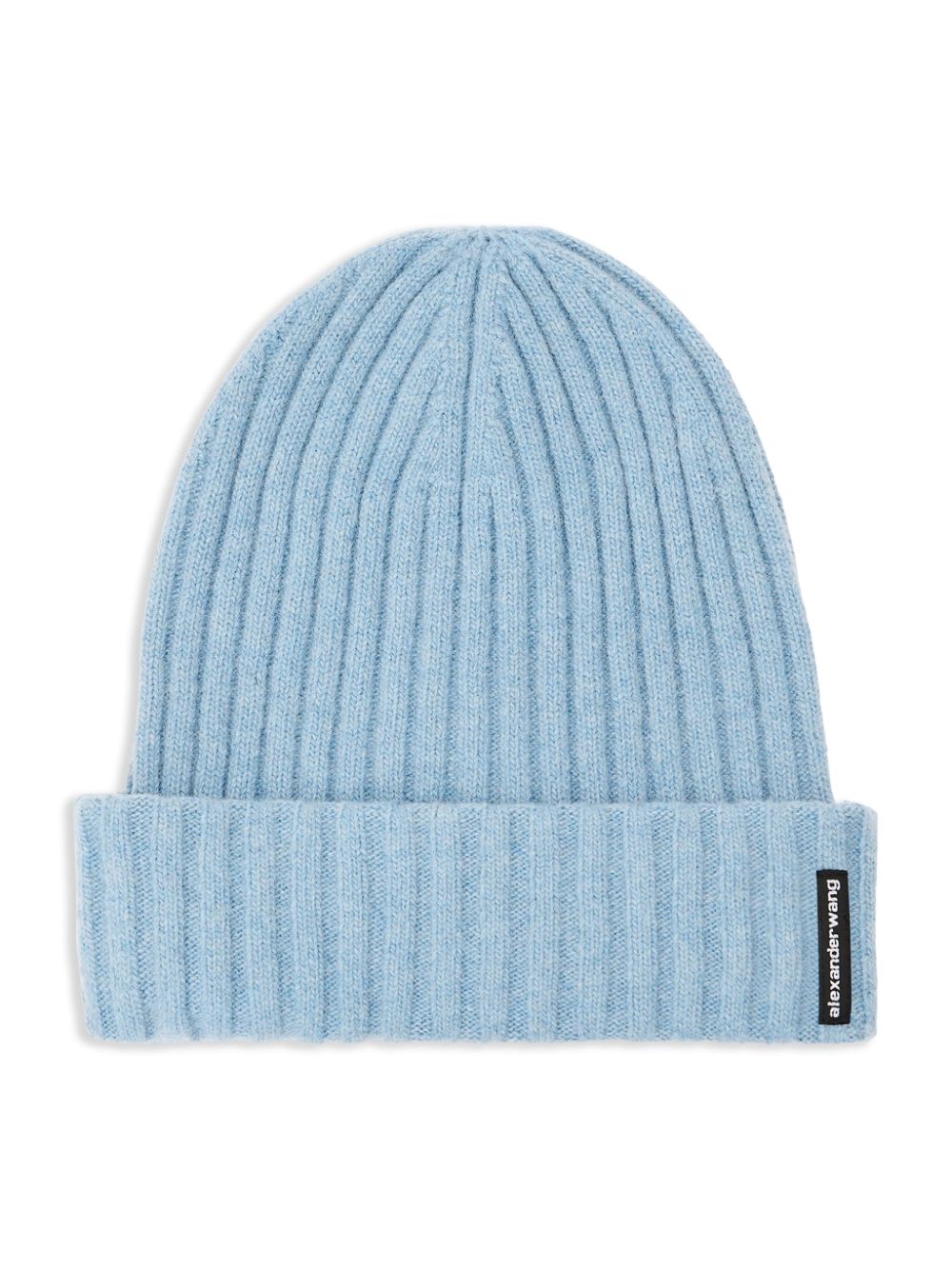 Alexander Wang logo-patch ribbed beanie hat - Blue