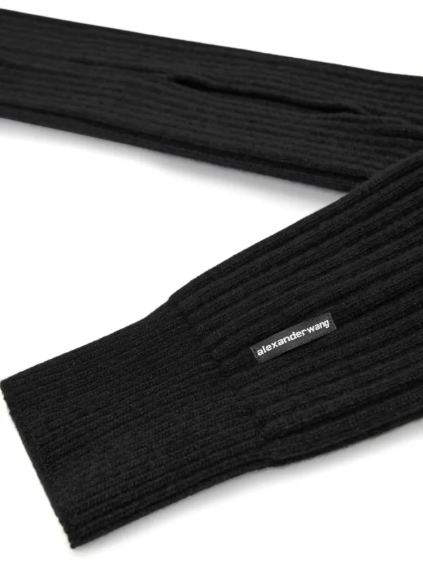 Alexander Wang マフラー ロゴ リブニット ブラック スカーフ Alexander Wang リブスリーブ スカーフ | ブラック | FARFETCH JP