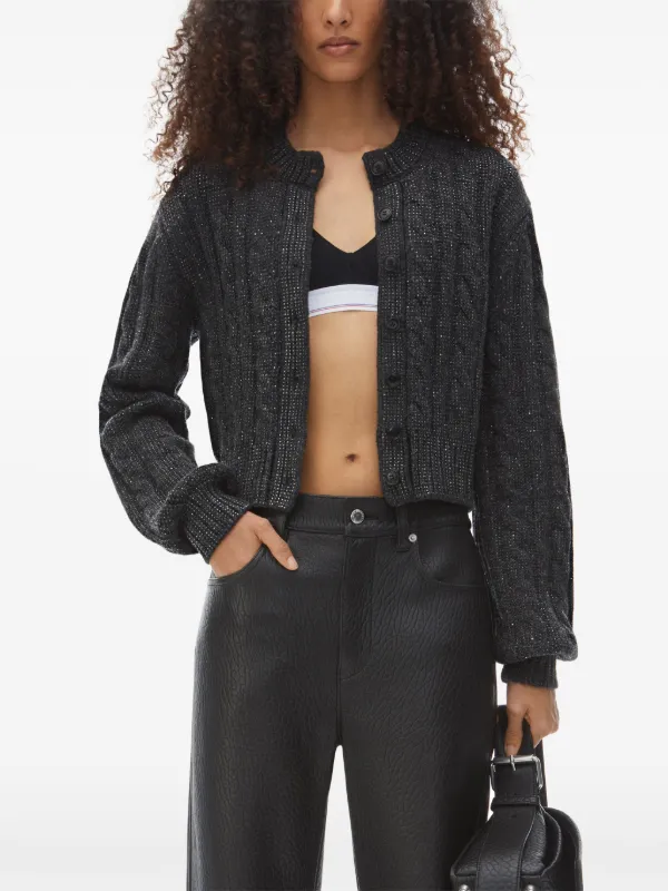 Alexander Wang Cable Knit Cardigan Grey FARFETCH PT