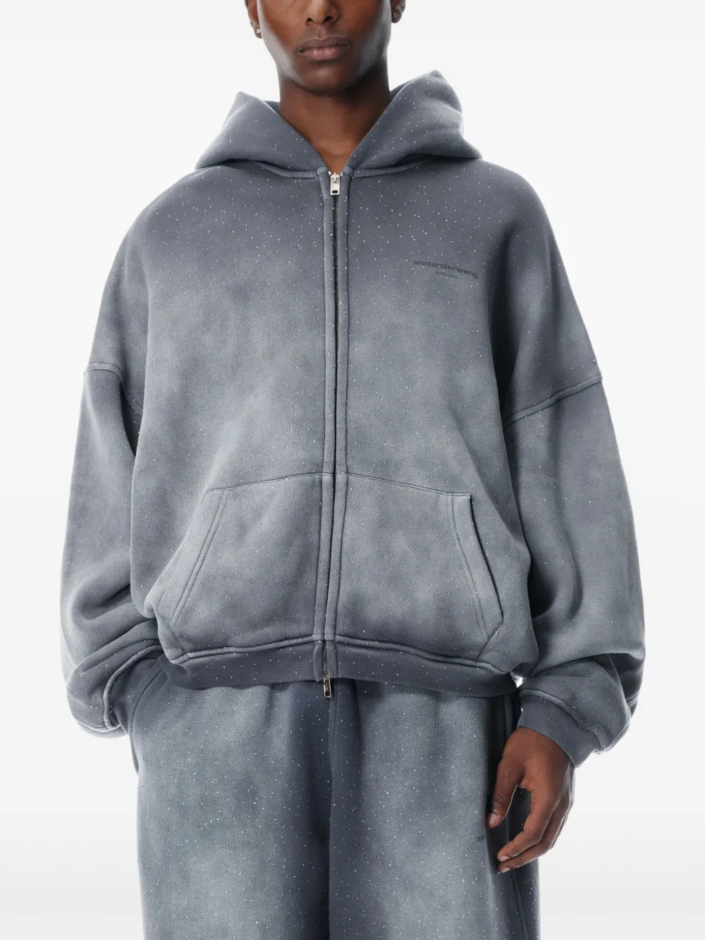 Alexander Wang Hoodie met geborduurd logo Grijs