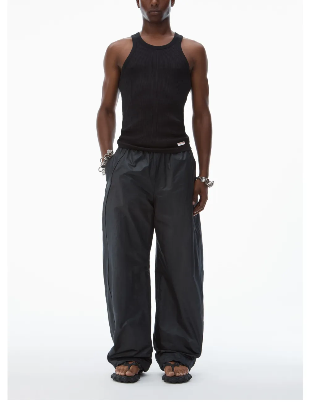 Alexander Wang faux-leather track pants - Zwart