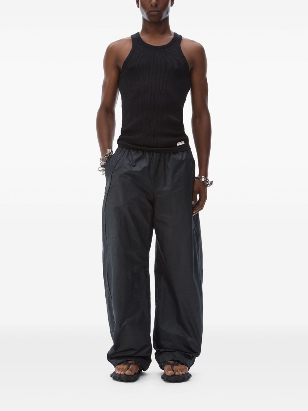 Alexander Wang faux-leather track pants - Zwart