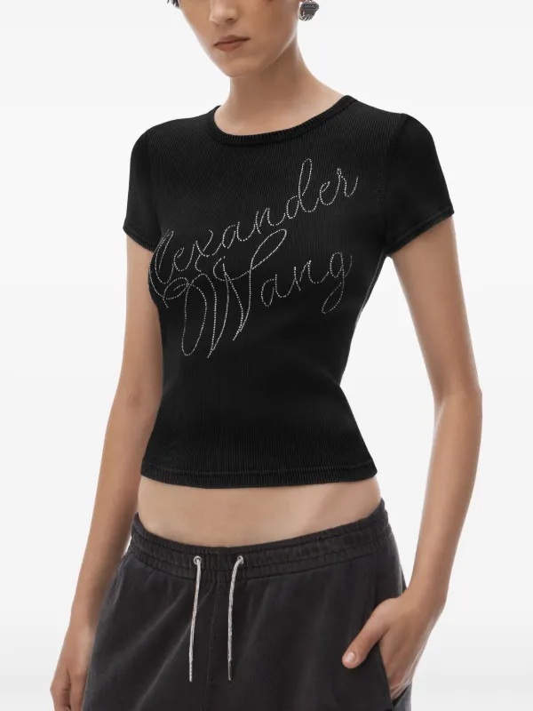 Alexander Wang logo-studded T-shirt | Black | FARFETCH