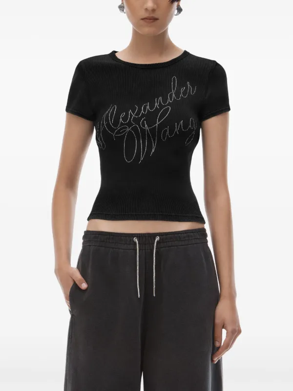 Alexander Wang logo-studded T-shirt | Black | FARFETCH
