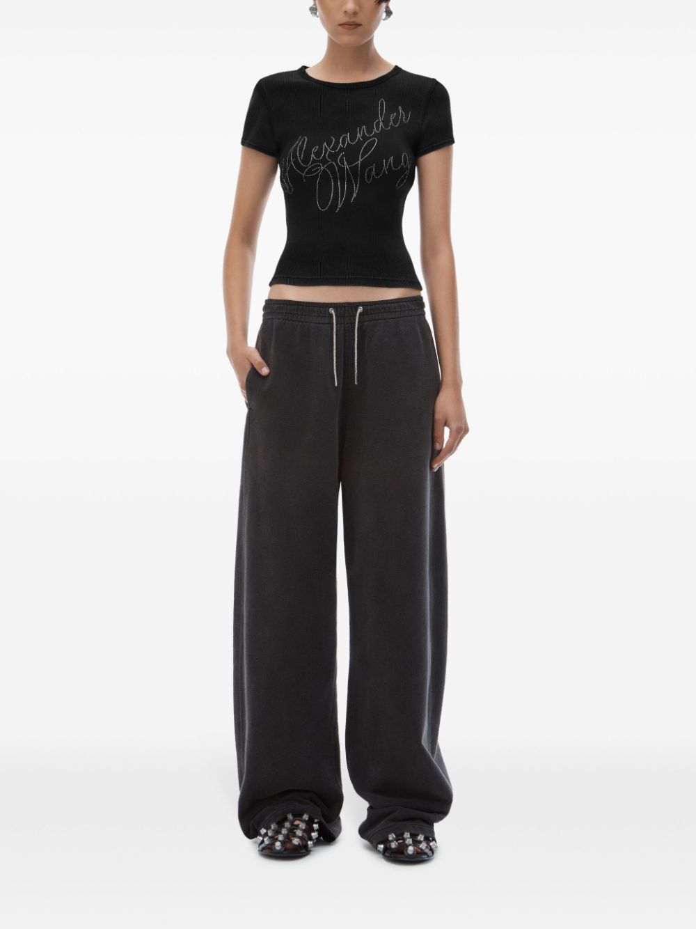 Alexander Wang logo-studded T-shirt - Zwart