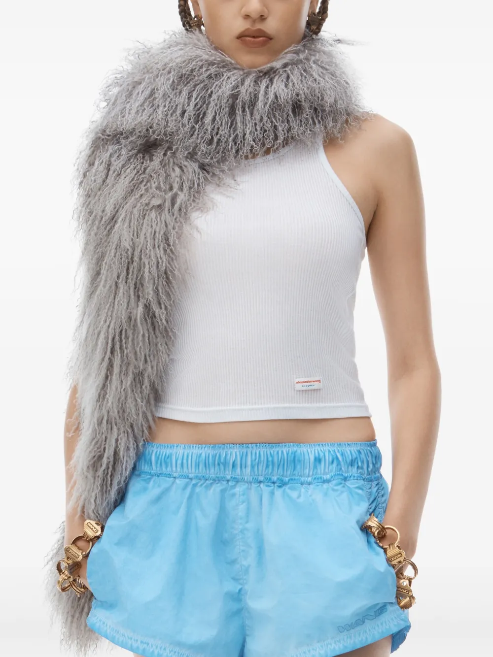 Alexander Wang Ruched Track Short In Blue