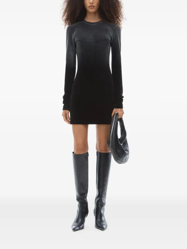 Alexander Wang Vestido Corto Manga Larga Gris FARFETCH CO